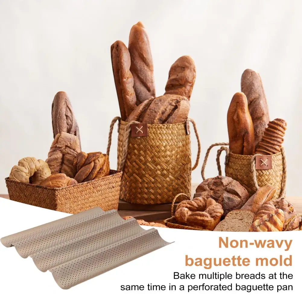 Baguette Bread Pan Non-Stick Wavy Baguette Mold Perforated Baguette Baking Tray For Sourdough Italian Bread Хлебная Кастрюля