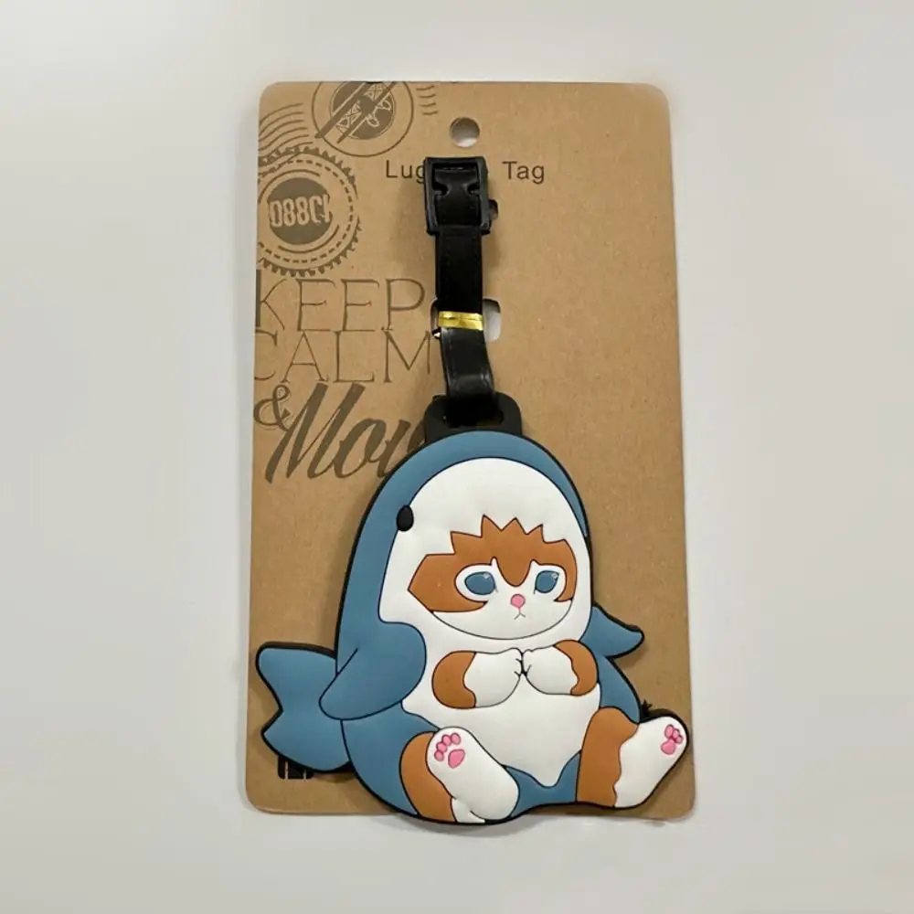Cute Animal Luggage Tag Accessories Shark Cat Suitcase ID Address Holder Silica Gel Identification Baggage Boarding Tag Travel