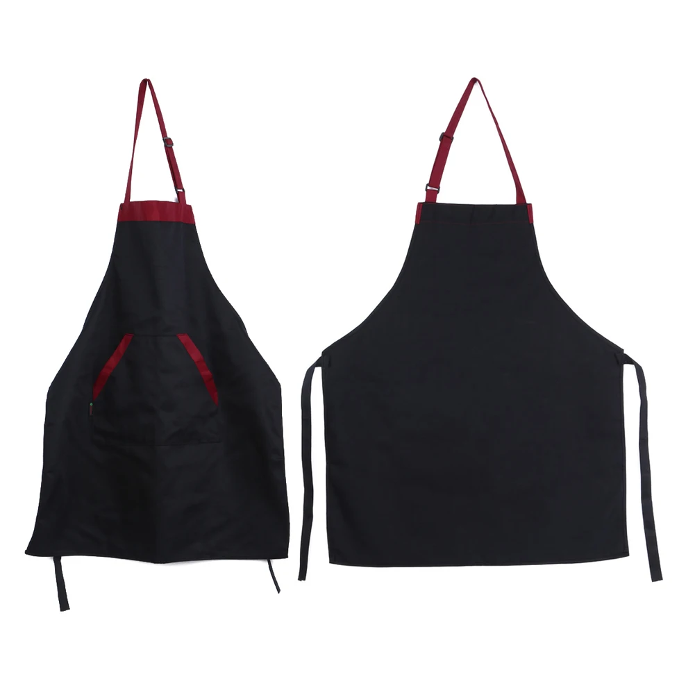 Halter Kitchen Apron with Tow Pockets Unisex Classic Design Apron Adjustable Bib Soft Polyester Waterproof Restaurant Uniform