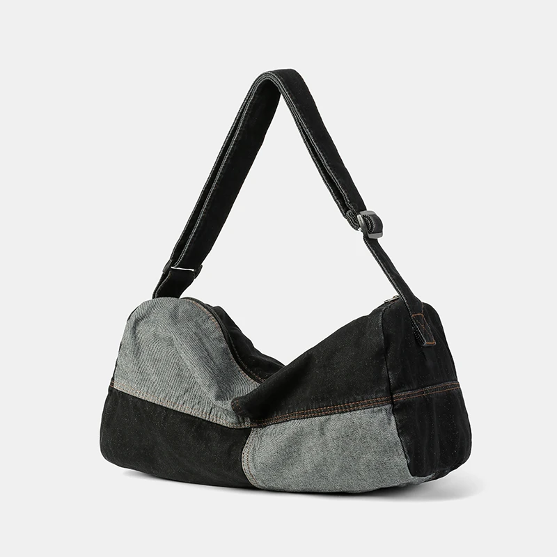 

Denim Patchwork Zipper Large Capacity Casual Tote 2025 Winter Travel Portable Bags Durable Versatile Casual Crossbody Bags