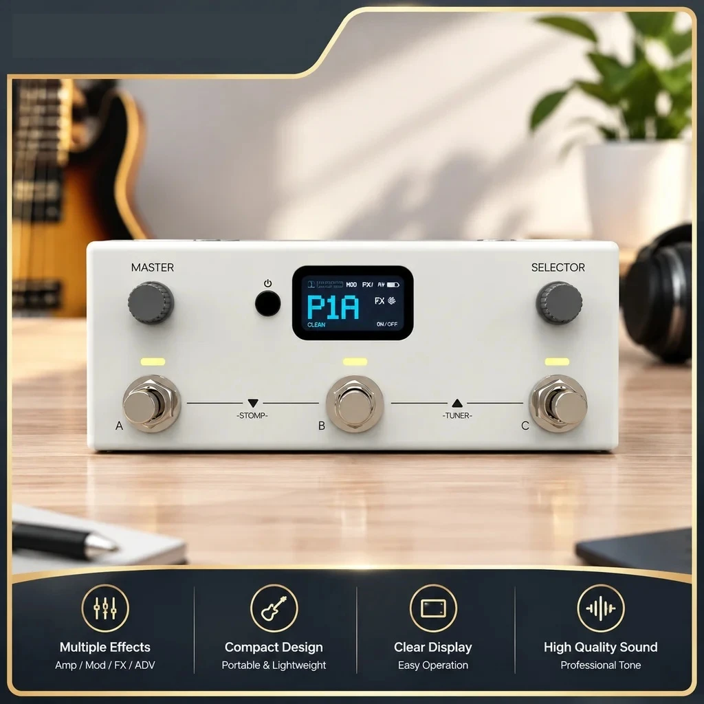 Livtra Mosaic Multifunctional Guitar Pedal Multi Effects Processor For Practice Song Transcribe Drum Programming,Send Gifts