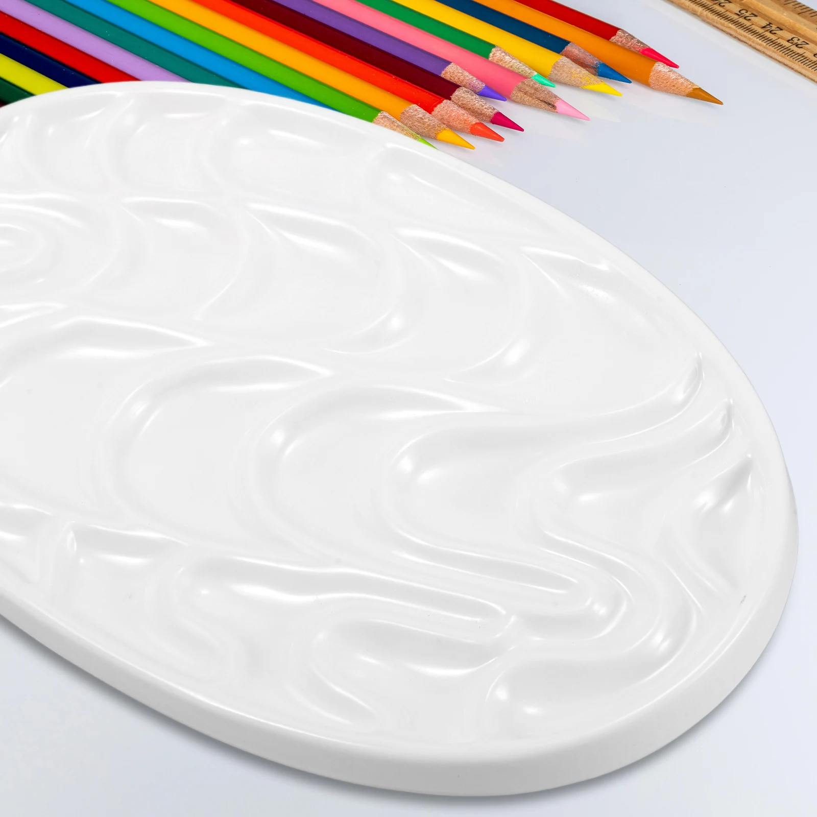 

Imitation Wave Ceramic Watercolor Palette Reusable Durable Easy Clean Portable Color Mixing Art Tool for Kids Adults Artists