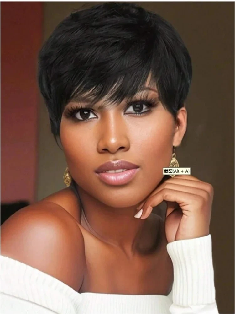 رخيصة قصيرة عابث قطع الباروكات شعر الإنسان مستقيم جاهز شعر الإنسان الباروكات للنساء السود آلة صنع الباروكات مع الانفجارات