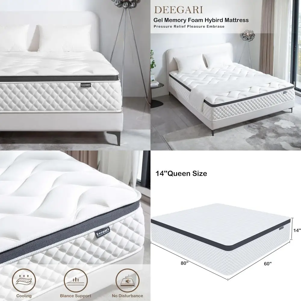 

14 Inch Queen Size Pocket Spring Hybrid Mattress - Easy Setup in a Box