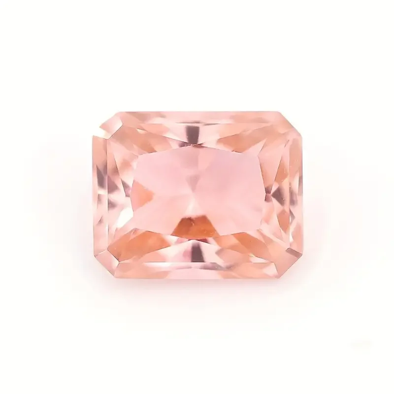 Pink persegi panjang Chamfered Morganite 8x10mm, cocok untuk membuat kalung