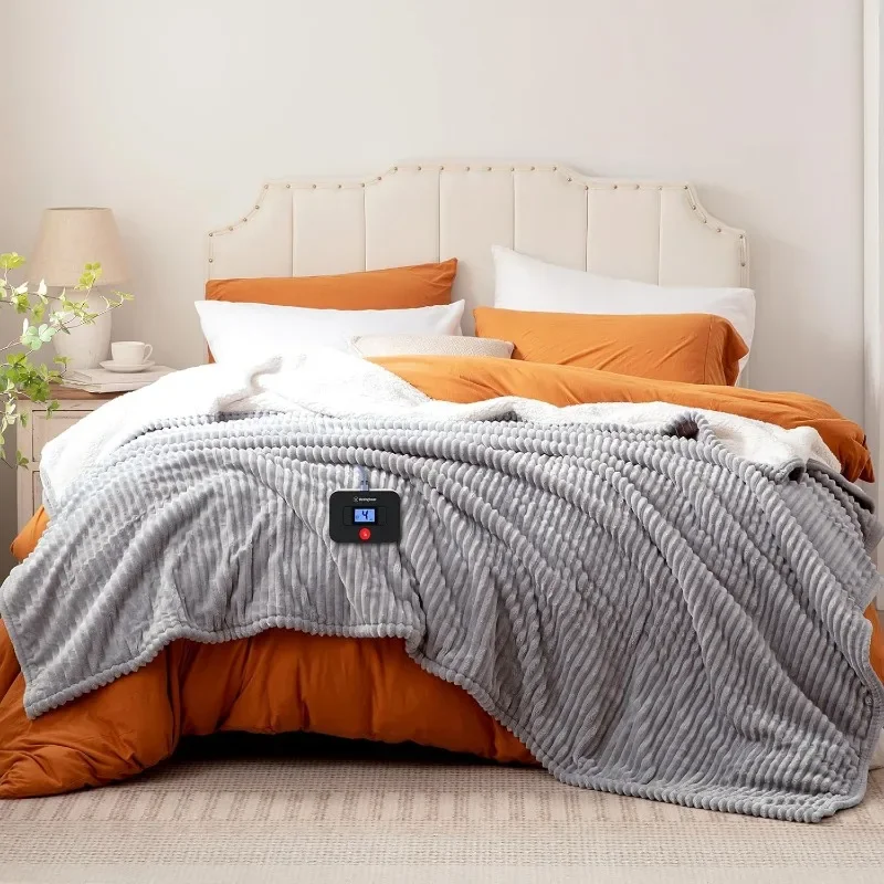 Electric Blanket, with 10 Heating Levels and 1-12 Hours Automatic Shutdown, Fast Heating and Machine Washing