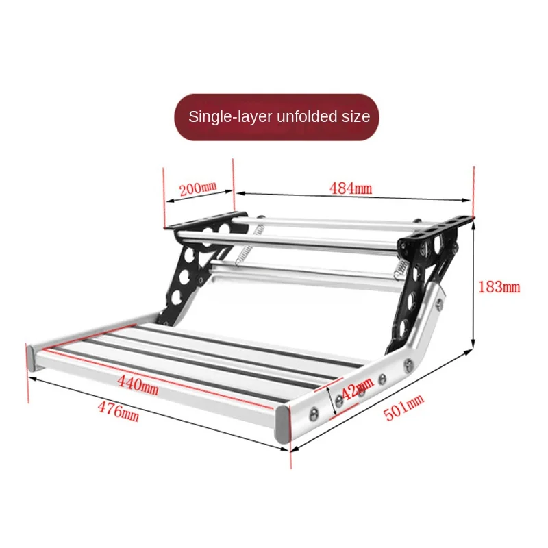 Aluminum Alloy Antiskid RV Caravan Motorhome Manual Folding Pedal Step Telescopic Steps Portable 500mm Camper Accessories