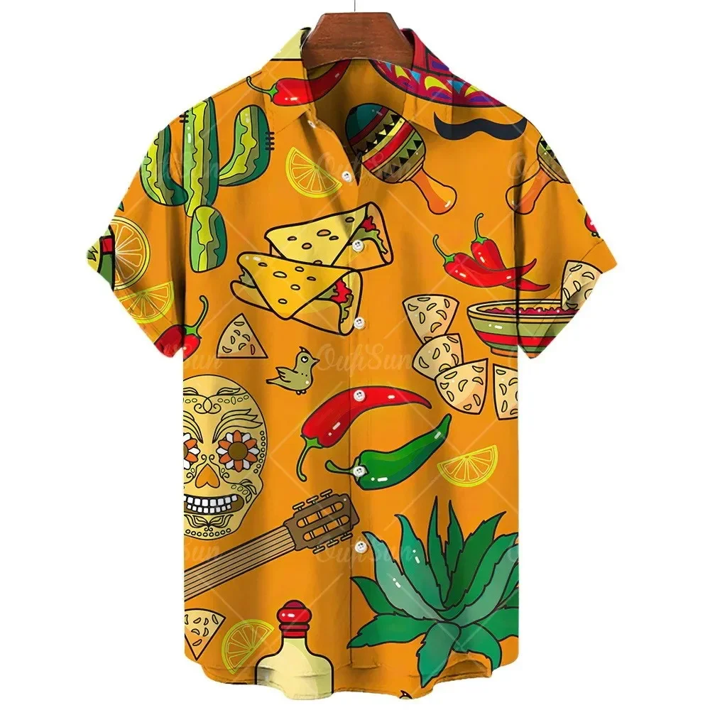 

Men's 3D Print Short Sleeve Instrument Shirt Summer Hip-Hop Streetwear Hawaiian Style Shirt