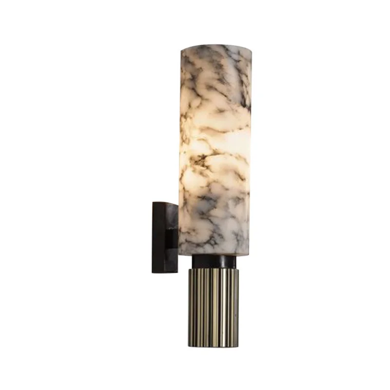 Decorative Bedside Lamp Luxury Natural Snowflake Plaster Wall Lamp Bedroom Bedside Designer Aisle Corridor Brass Stone Wall Lamp