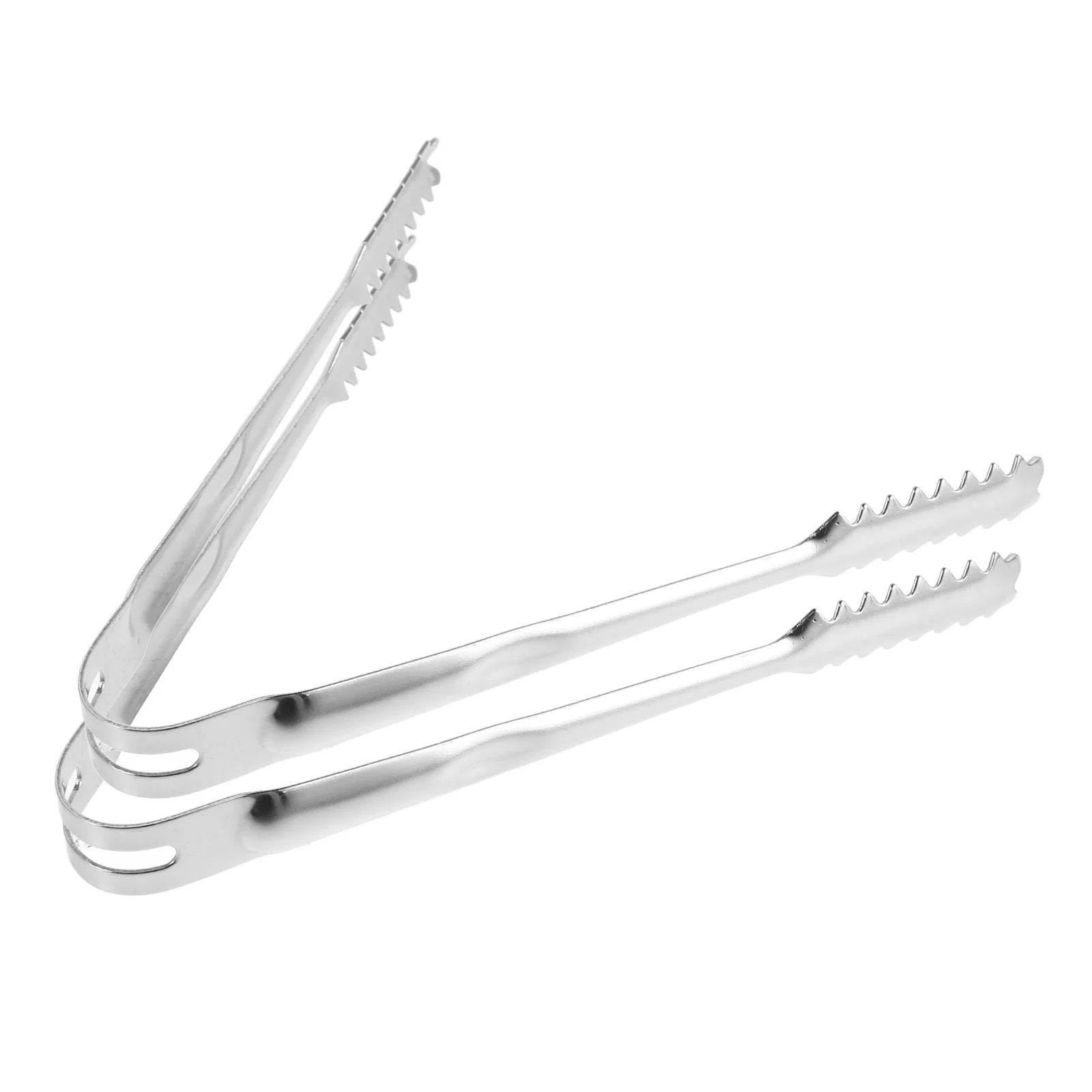

2Pcs Thickened Stainless Steel Ice Tongs Antislip Handle for Ice Cubes Bread Fruit Salad Dessert Small Metal Tongs Practical