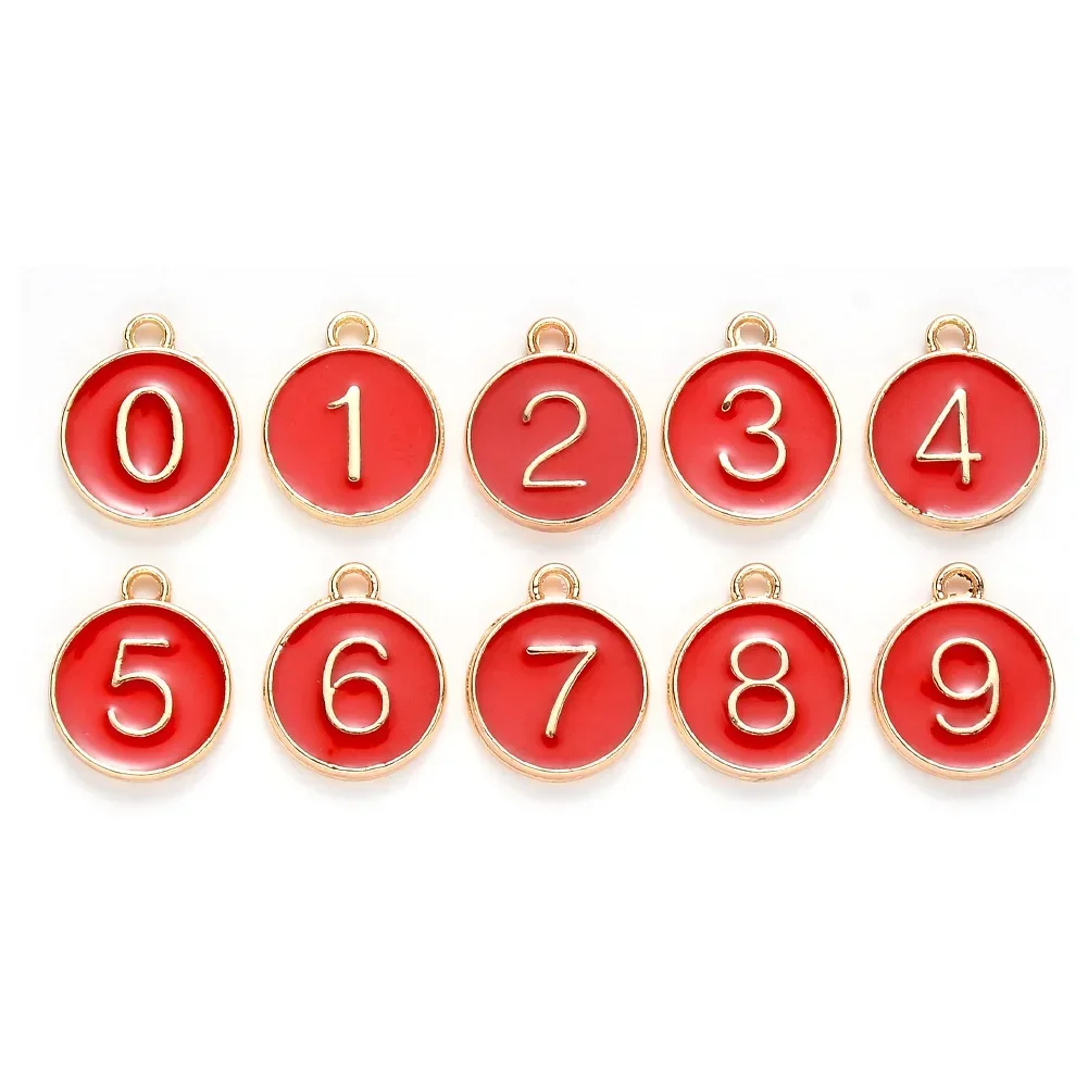 

10pcs/lot Numbers 0-9 Set Pendant Bracelet Pendant Alloy Dripping Oil Double-sided Digital Listing DIY Jewelry Making Supplies