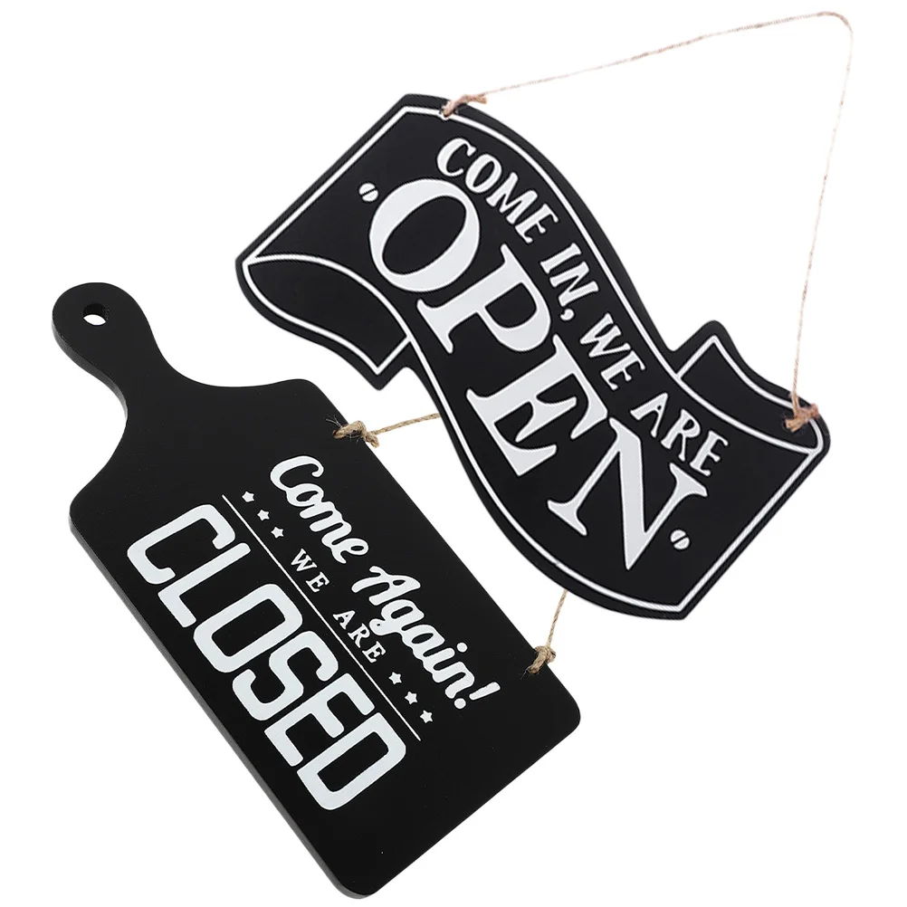 

2Pcs Wood Open Closed Sign Large Clear Letters Lanyard Design for Shop Decor Open Closed Sign Decorative Door Pendant