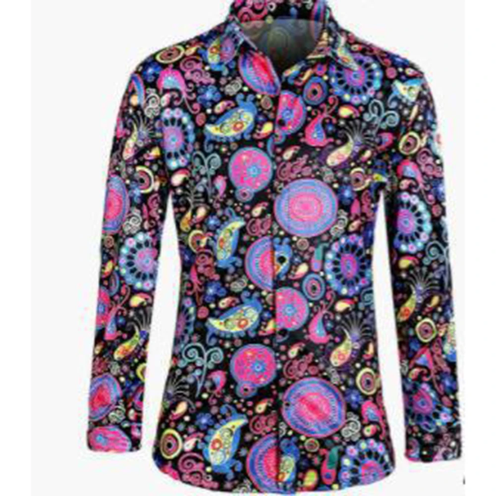 

Comfy Fashion New Stylish Festival Shirt Pants Mens Tops Trousers Male Vintage 60s Disco Casual Floral Printing Long Sleeve