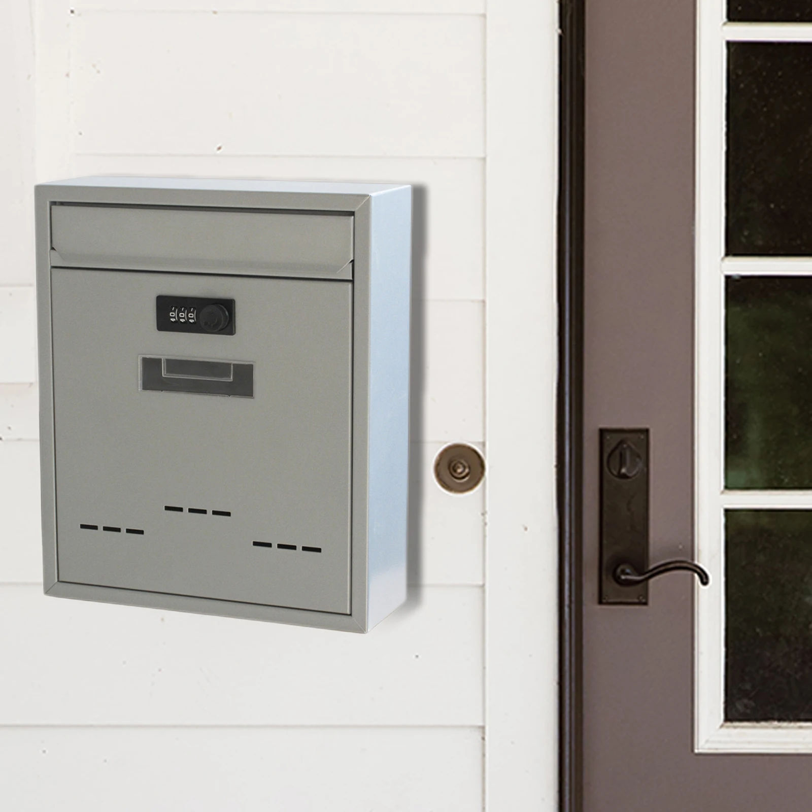 Large Wall Mount Mailbox W/Code Lock Letterbox Rainproof Iron Large Capacity Retro Style External Drop Box For Office Home Out