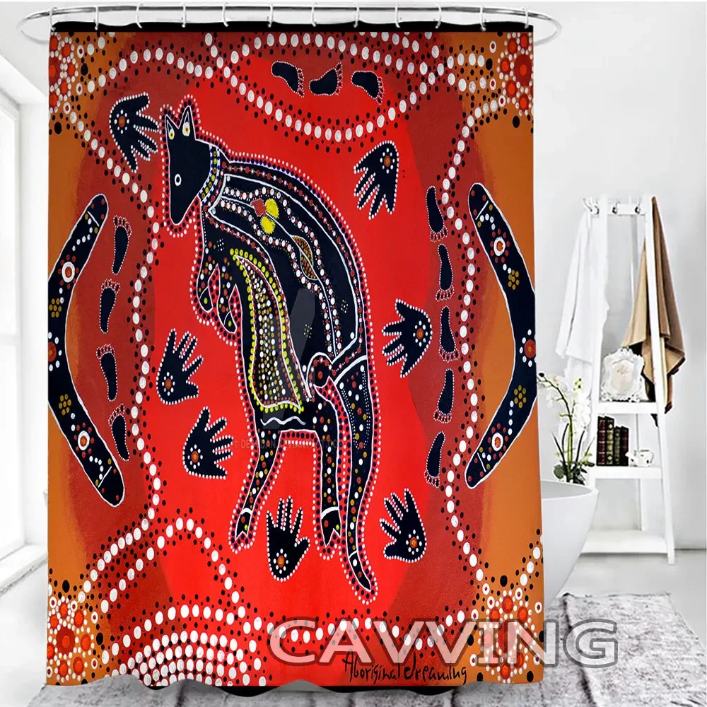 Australia Indigenous Painting Art 3D Print Shower Curtain Waterproof Bathroom Curtain Anti-slip Bath Mat Set Toilet Rug Carpet