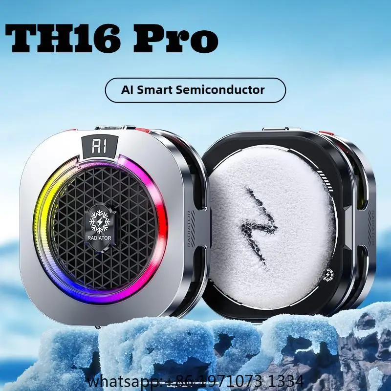 NEW TH16 Pro Mobile Cooler 24W Magnetic/Back-clip Ice Cooling Radiator Digital Display RGB Light Gaming Temperature Control