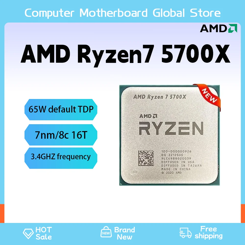 AMD Ryzen 7 5700X R7 5700X 3.4GHz 8-Core 16-Thread PCIE4.0 65W CPU Processor 7NM L3=32M 100-000000926 LGA AM4 No Fan