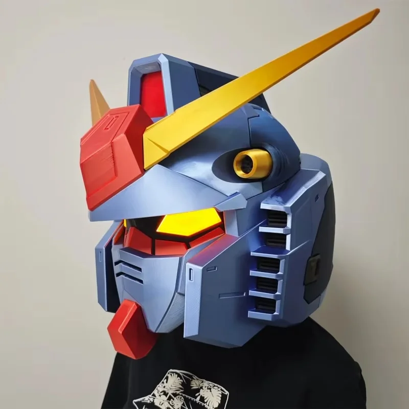 

First RX-78-2 Luminous Helmet Metal Blue Action Figures Desktop Ornament Model Comic Exhibition Cosplay Props Trendy Toy Gifts