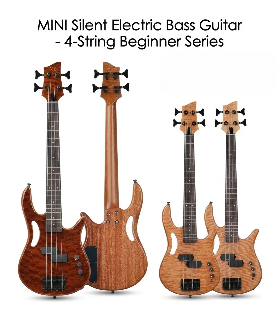 Mini Monster Smart Four-String Electric Bass Guitar Portable And For Beginner's Introduction To Bass Playing