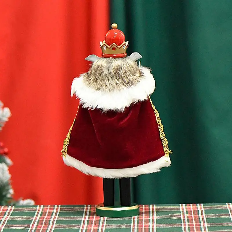 New 30CM Cloak Mice Nutcracker King Statue Wooden Crafts Lotus Cartoon Festive Christmas Decoration Desktop Ornaments