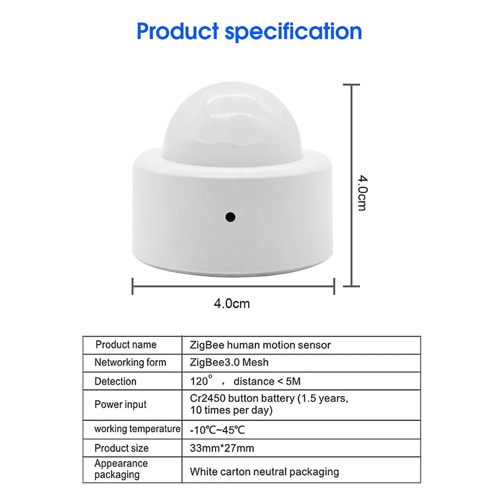 TY003 Tuya Zigbee Mini Smart PIR Motion Detector Human Body Infrared Sensor Anti Theft Tuya App Remote Control Smart Life