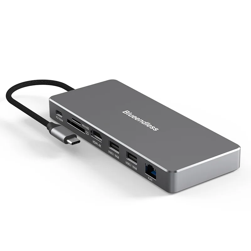 

M.2 Dual Protocol Hard Disk Box Type-c Docking Station HDMI2.0 Gigabit Network Port Docking Station 10Gbps Divider
