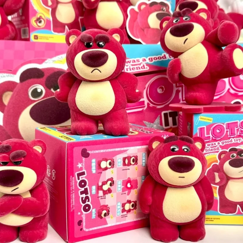 52toys Disney Lotso It\'s Me 2 Strawberry Bearsecond Generation Flocking Model Collection Desktop Decoration Kids Holiday gifts