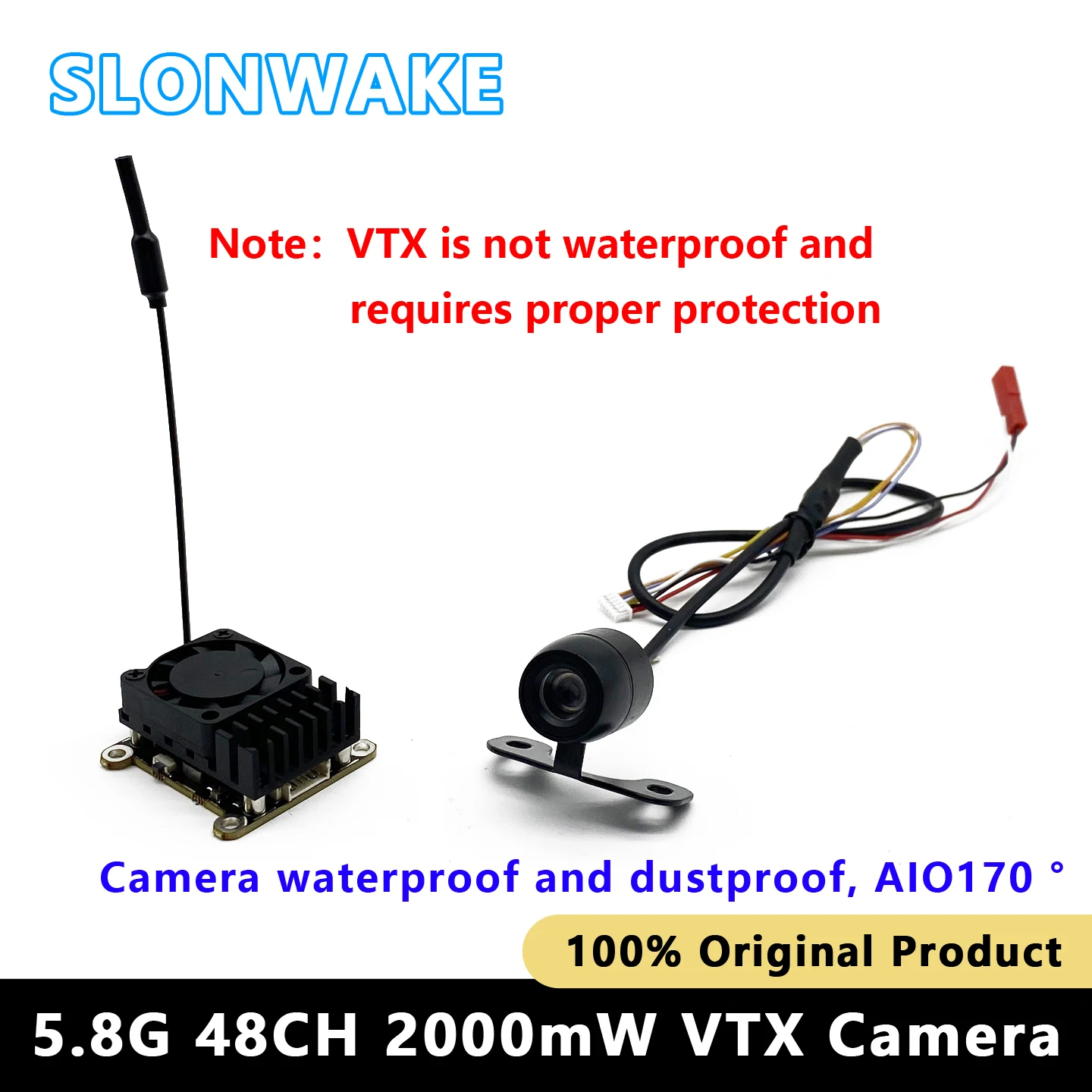 5.8G 48CH 4.3 Inch FPV Monitor 480x272 Build-in Battery Video Screen and 2W FPV Transmitter waterproof Car-mounted camera for RC