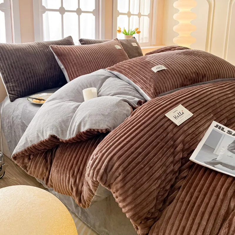 Ultra Soft Long Hair Plush Fluffy Faux Fur Duvet Cover Shaggy Velvet Bedding Quilt Cover Set