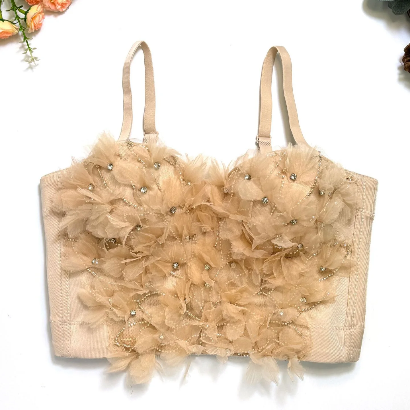 مشد على شكل هيكل السمكة مخصص للسيدات البالغات على شكل زهرة صغيرة مع ملمس راقي يتم ارتداؤه مع صدرية قصيرة مثيرة بدون حمالات #4