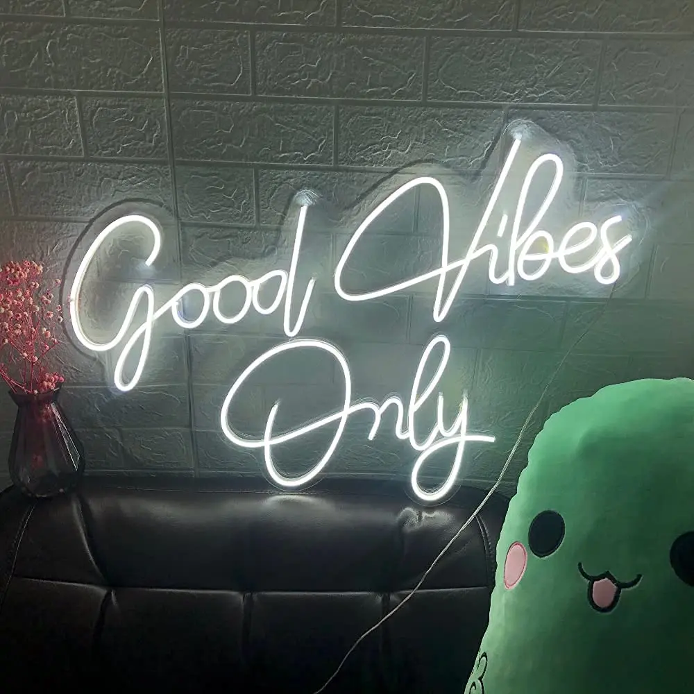 Good Vibes Only Neon Sign for Wall Decor LED Light for Bedroom Powered by USB with Dimmable Switch, Neon Light Sign for Bedroom