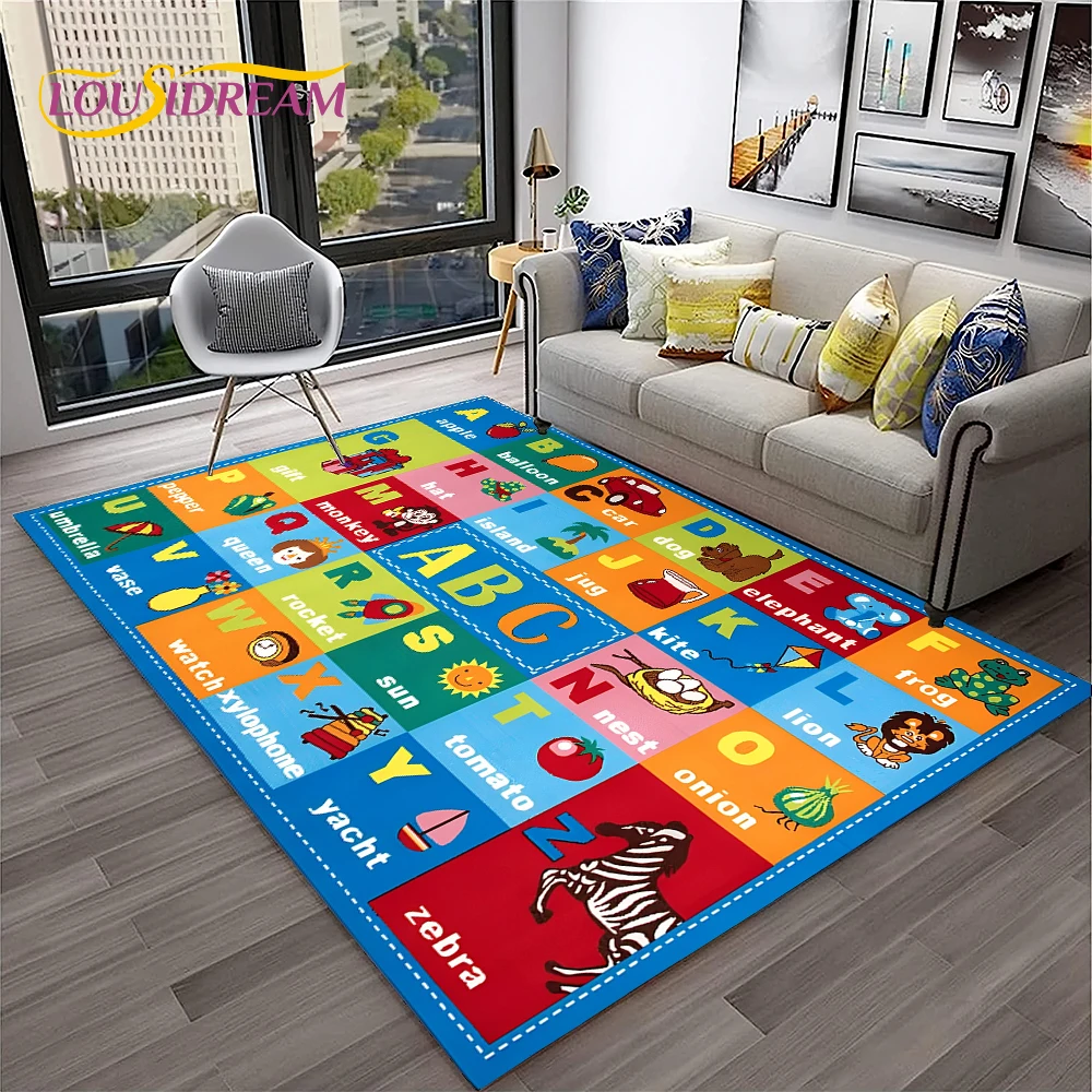 Alphabet ABC Early Education Cartoon Children Crawling Carpet Rug for Bedroom Living Room Sofa Decoration,Large Decor Floor Mat