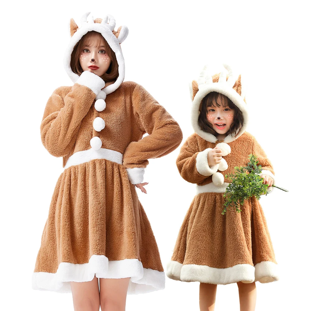 

2025 Products Christmas Reindeer Deer Costumes Santa Claus Costume Sets Animals Elk Christmas Reindeer Role Play Dress