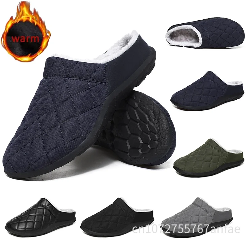 

Теплые мужские и женские домашние хлопковые тапочки, водонепроницаемые нескользящие парные тапочки босиком, предотвращающие столкновения, плюшевая подкладка, большие размеры 48,