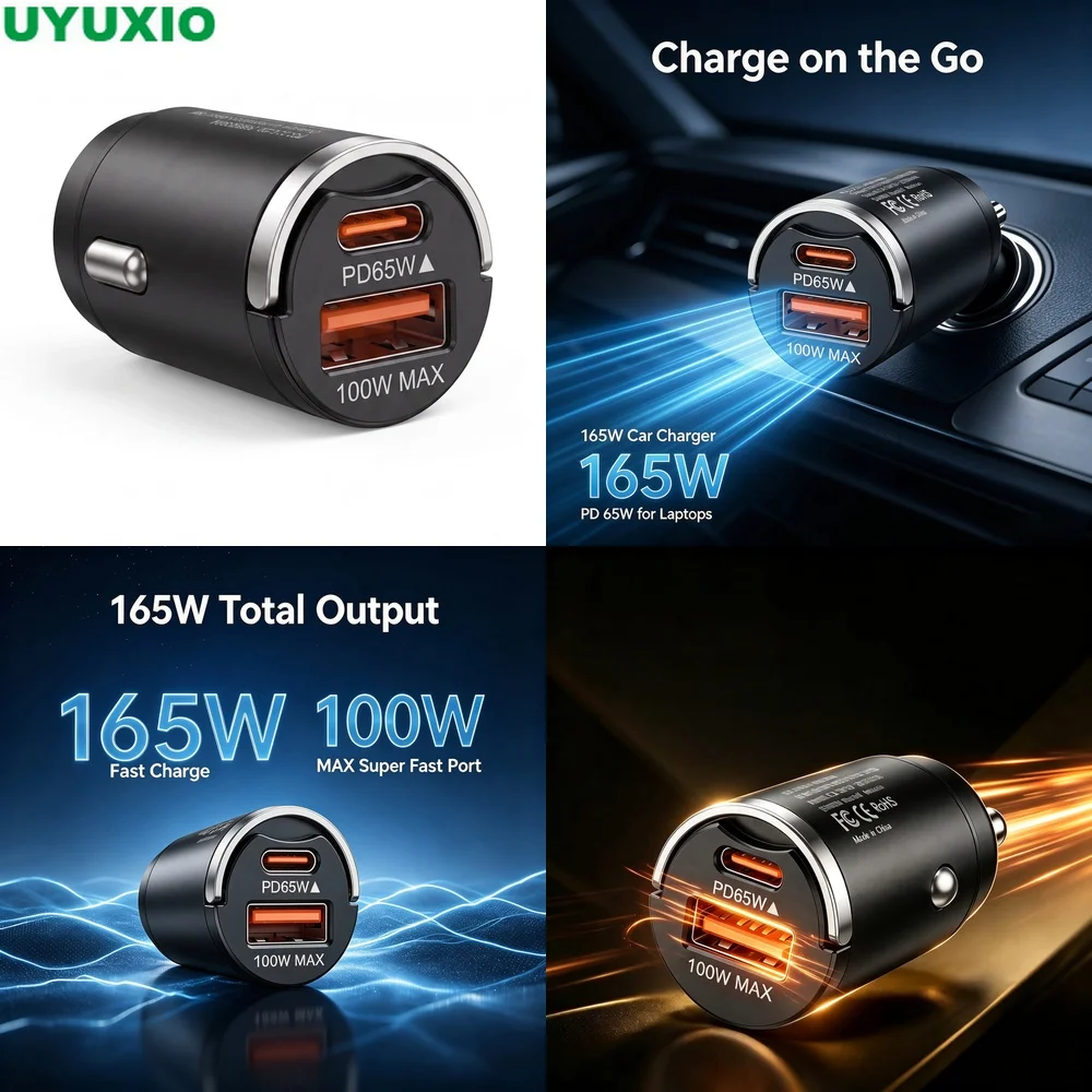 carregador-veicular-de-saida-dupla-165w-design-compacto-em-liga-de-zinco-carregamento-duplo-usb-c-65w-e-usb-a-100w-para-multiplos-dispositivos-moveis