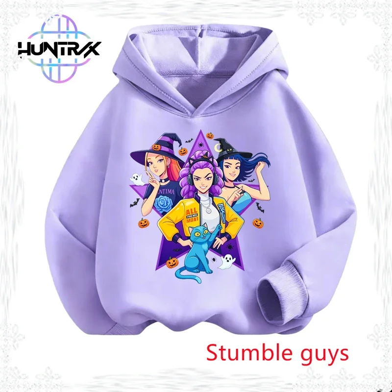 

Толстовка с капюшоном Kpop Demon Hunters для мальчиков, осенняя теплая мягкая детская толстовка с капюшоном в стиле аниме на Хэллоуин для девочек ​