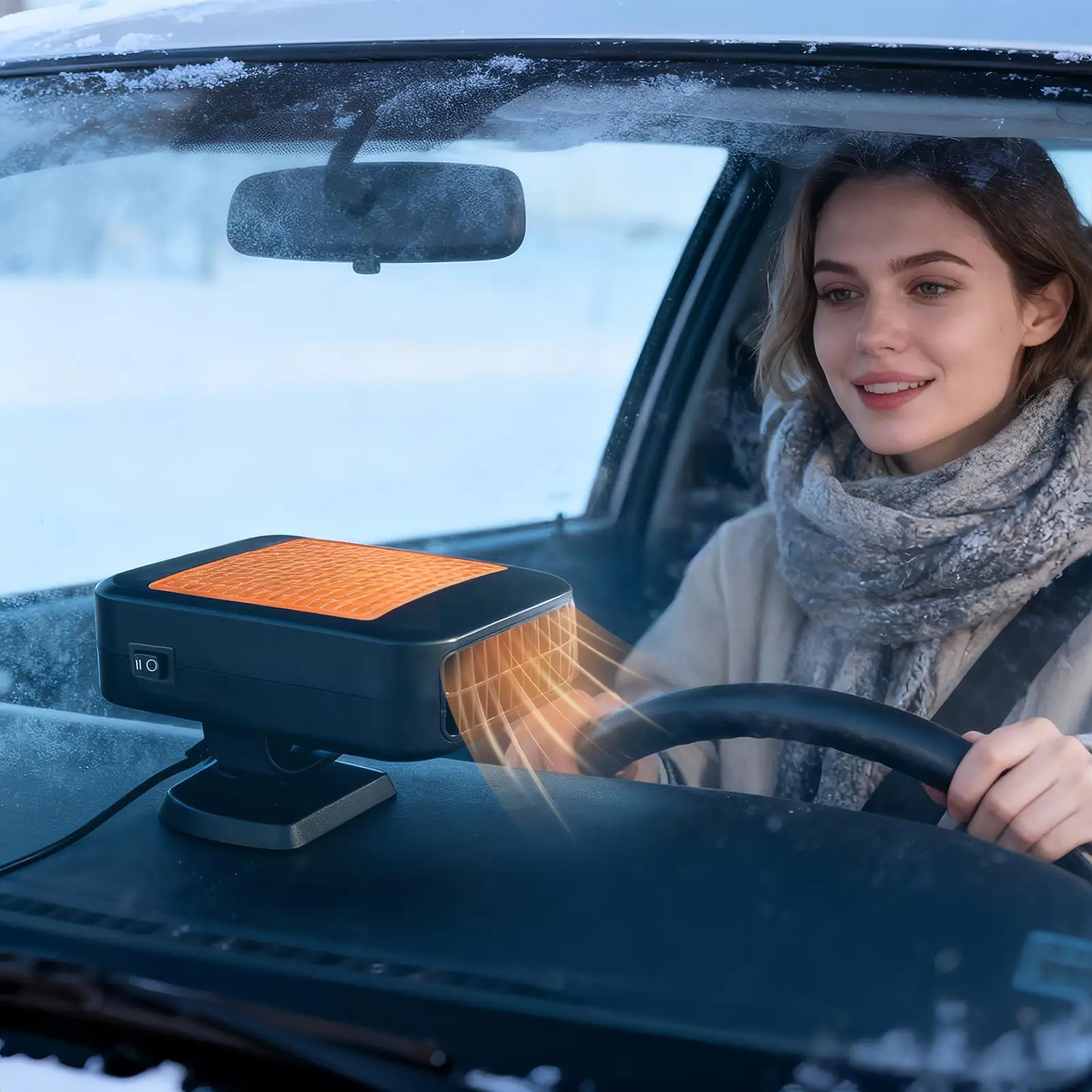 Car Heater Fan 12V Portable 360 Degree Rotating Accessories Car Defrost Heater for Winter Cold Weather Truck RV Adventure Travel