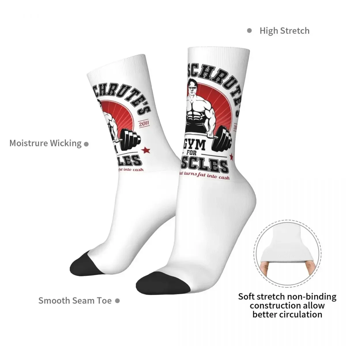 Dwight Schrute's Gym For Muscles Socks Harajuku High Quality Stockings All Season Long Socks Accessories for Unisex Gifts