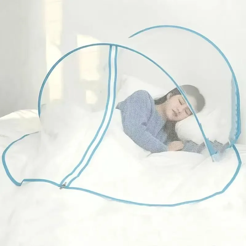 Portable Pop Up Bed Canopy Mosquito Net Foldable Single Sleeping Tent with Zipper Insect Protection for Bedroom Home Daily Use