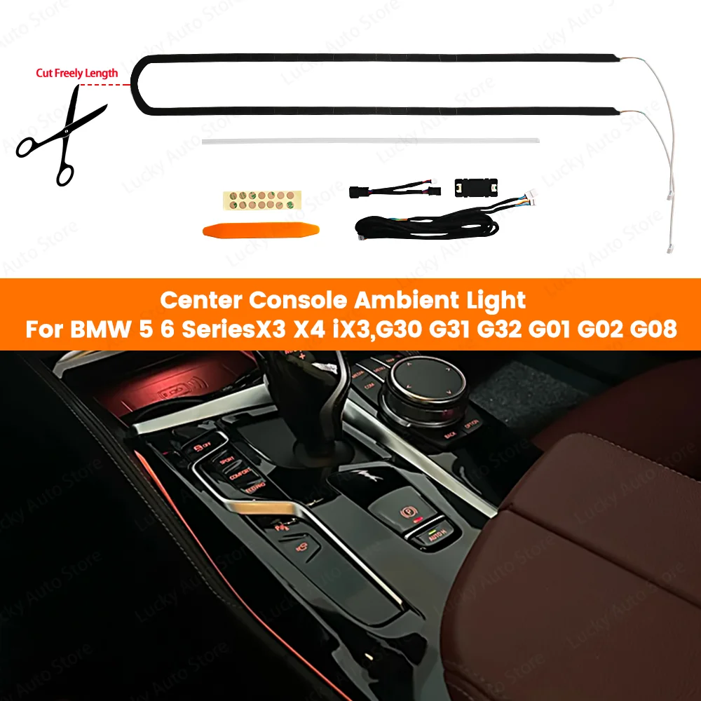 

11 color Ambient Light LED Central Control Saddle Light For BMW 5 6 Series X3 X4 iX3, G30 G31 G32 G01 G02 G08 Car