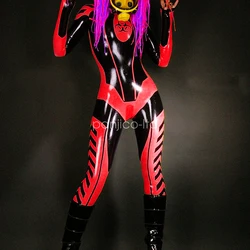 100% Latex Rubber Gummi Bodysuit Catsuit Ganzanzug Transparent Suit Racing uniform Size XS-XXL