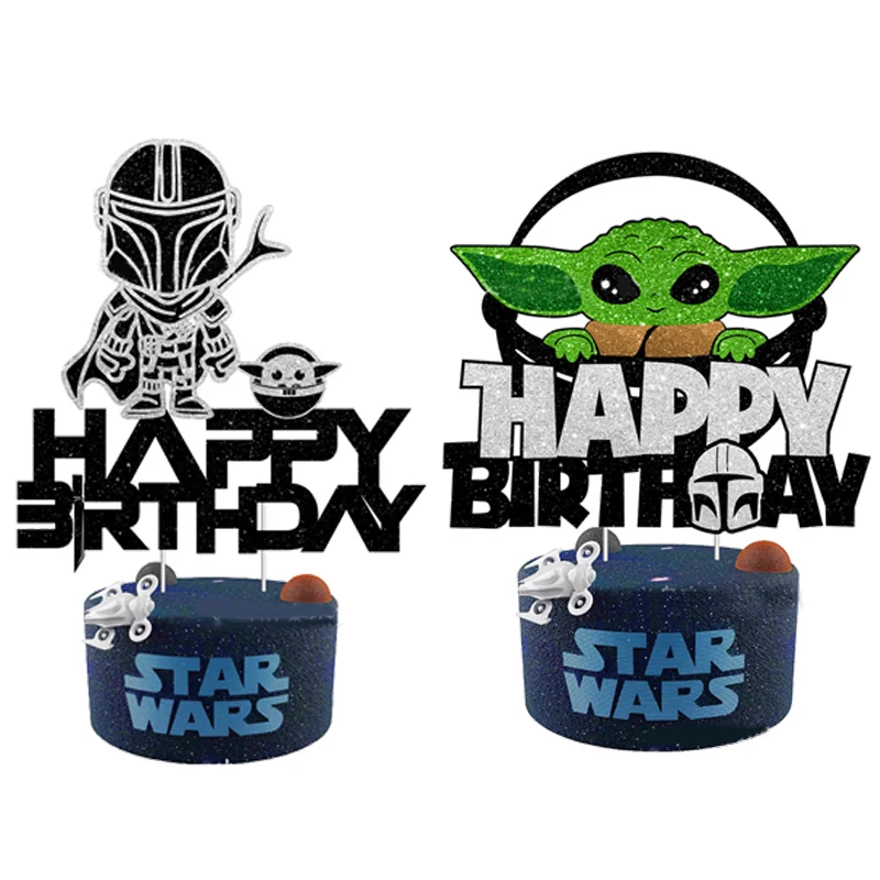 Star Wars Baby Yoda Cake Topper Anime Children Birthday Cake Decor Party Supplies Boy Girl Baby Shower Cupcake Accessories Gift