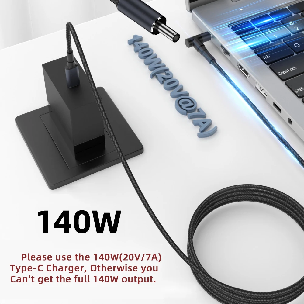 ノートブック充電ケーブル,1.8m,100w,135w,140w,65w,USB-C,出力5.5x2.1mm, 20v