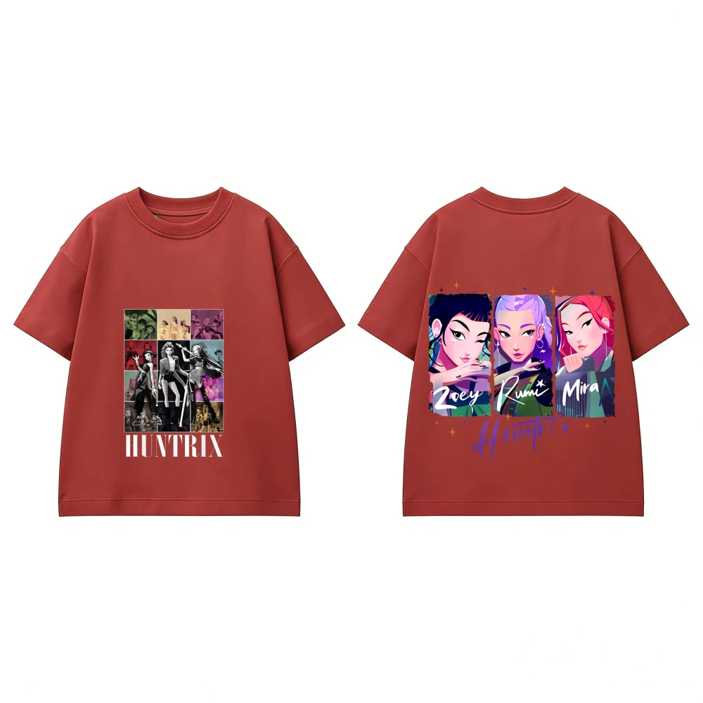 الرضع بنين بنات ملابس Huntrix KPOP شيطان الصيادين طباعة الاطفال قصيرة الأكمام بلايز الرياضة ملابس يومية 2025 الصيف قصيرة الأكمام تيز