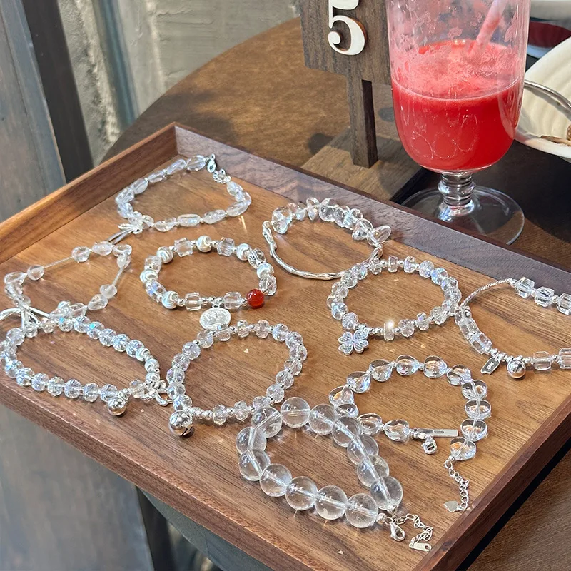 

5 Style Romantic Geometic Ball/Cubes Clear Crystal Bracelet for Women Fashion Holiday Casual Accessories