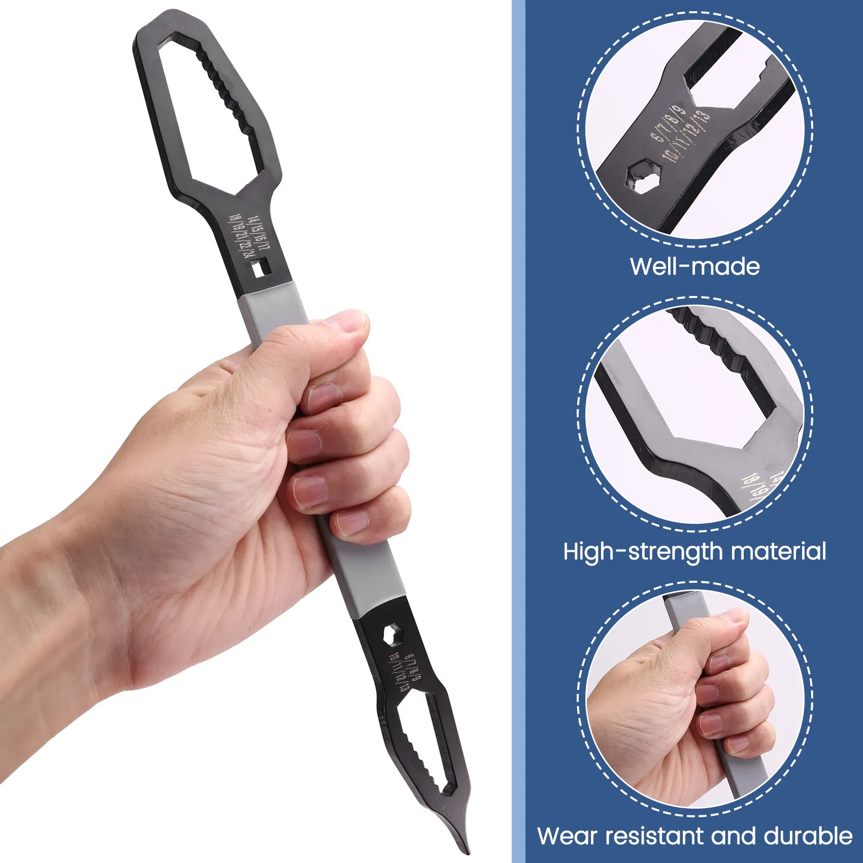 

ABSS-6-24Mm Universal Wrench Receive With Screwdriver, Ended Wrench For 6Mm - 24Mm Nuts, Multifunctional Wrench Spanner