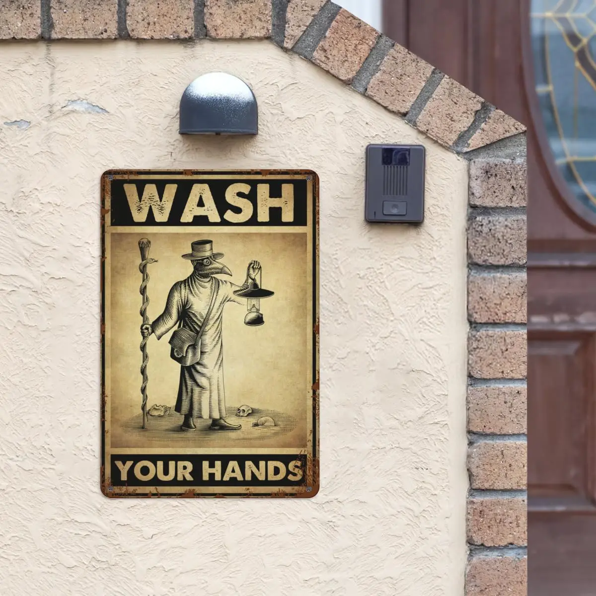 Vintage Wash Your Hands Metal Tin Sign Retro Plague Doctor Tin Plate Sign -  - Classic Funny Wall Decor for Bedroom Bar Pub Gara