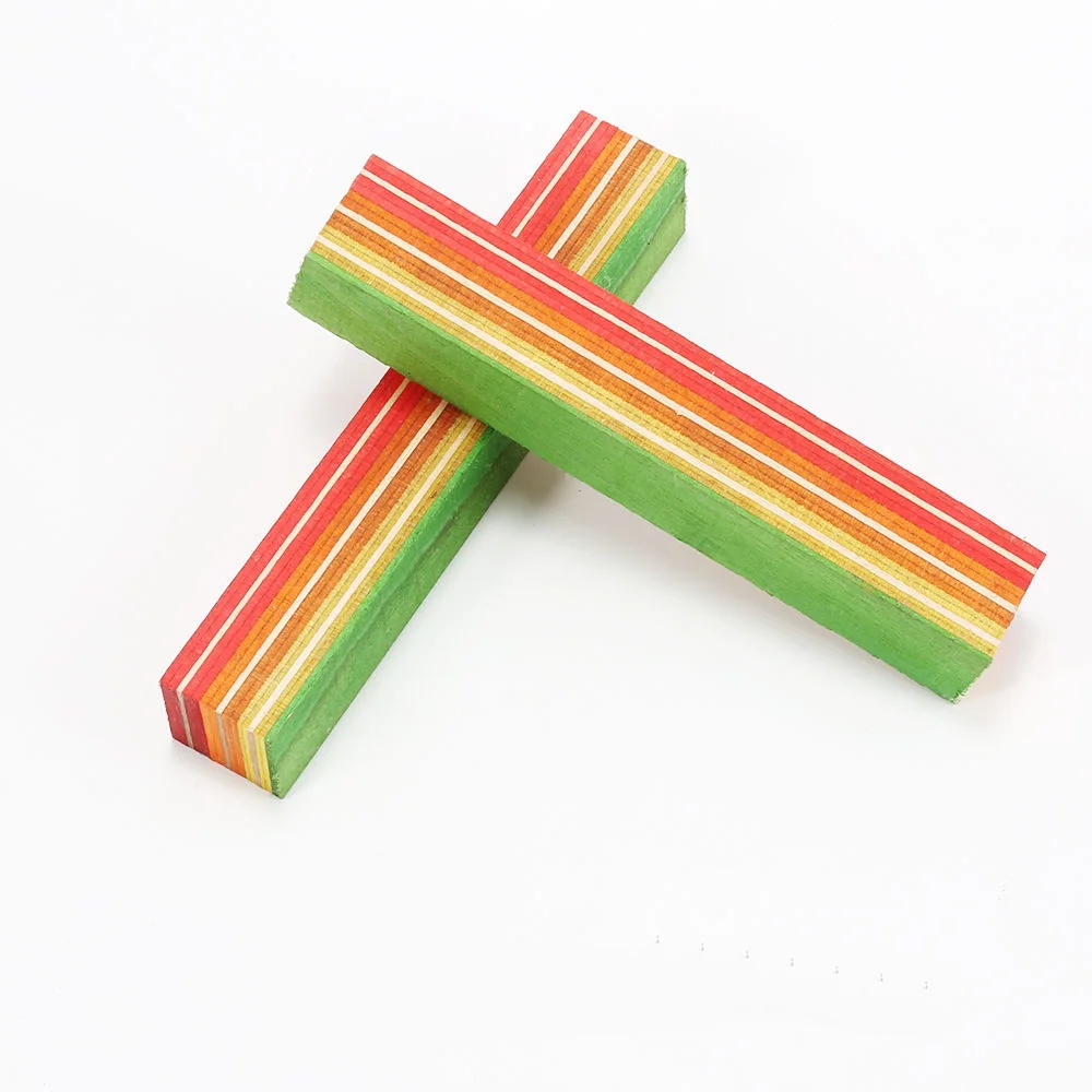 Colored wood Colored Solid Wood Multi-layer Compressed Wood Pen Knife Handle Buddha Bead Carving Materials Colorful Material image 3