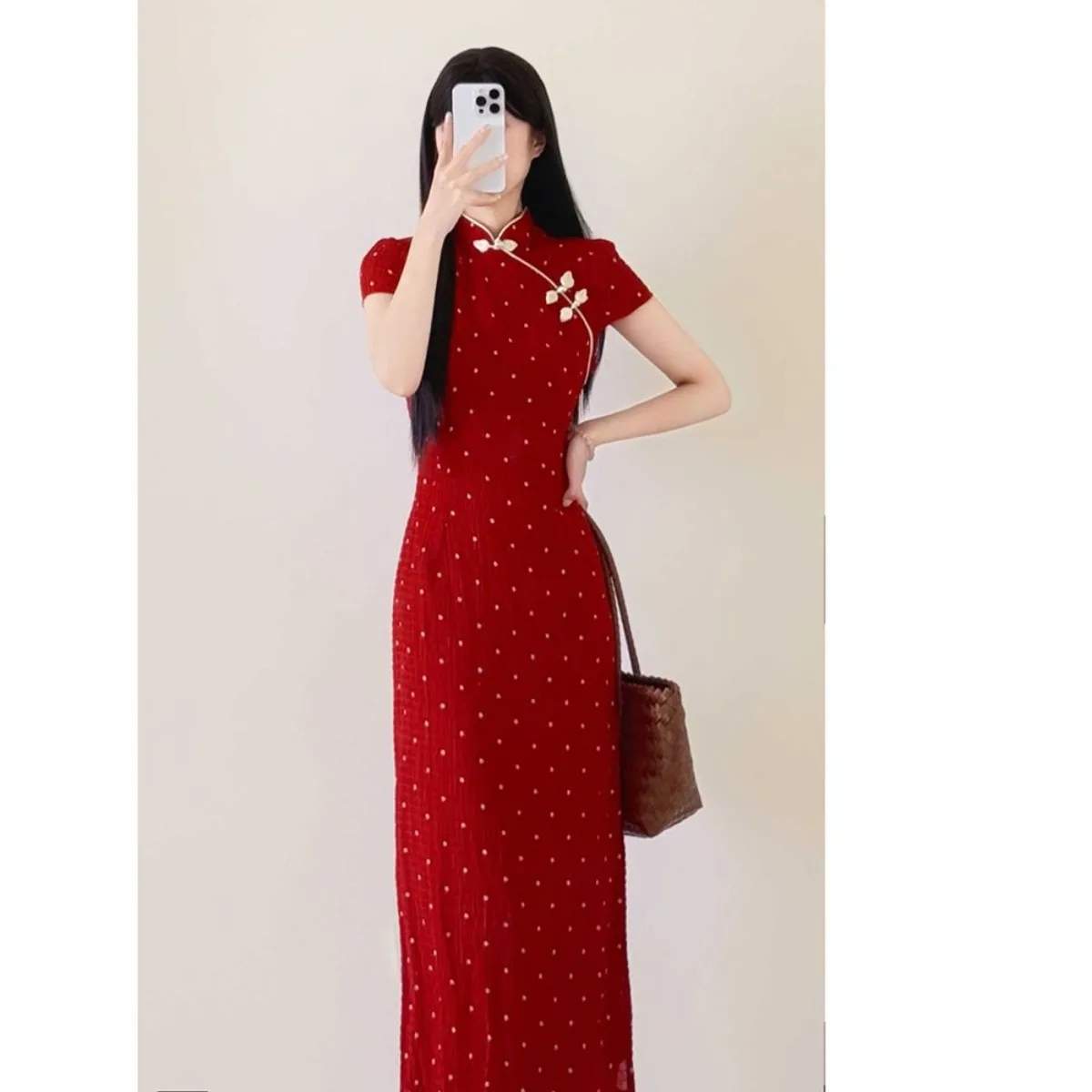 فستان صيفي يونغ تشيباو 2025، شيونغسام بخصر نحيف، فستان ريترو متعدد الاستخدامات بأكمام قصيرة، ملابس على الطراز الصيني الجديد #4