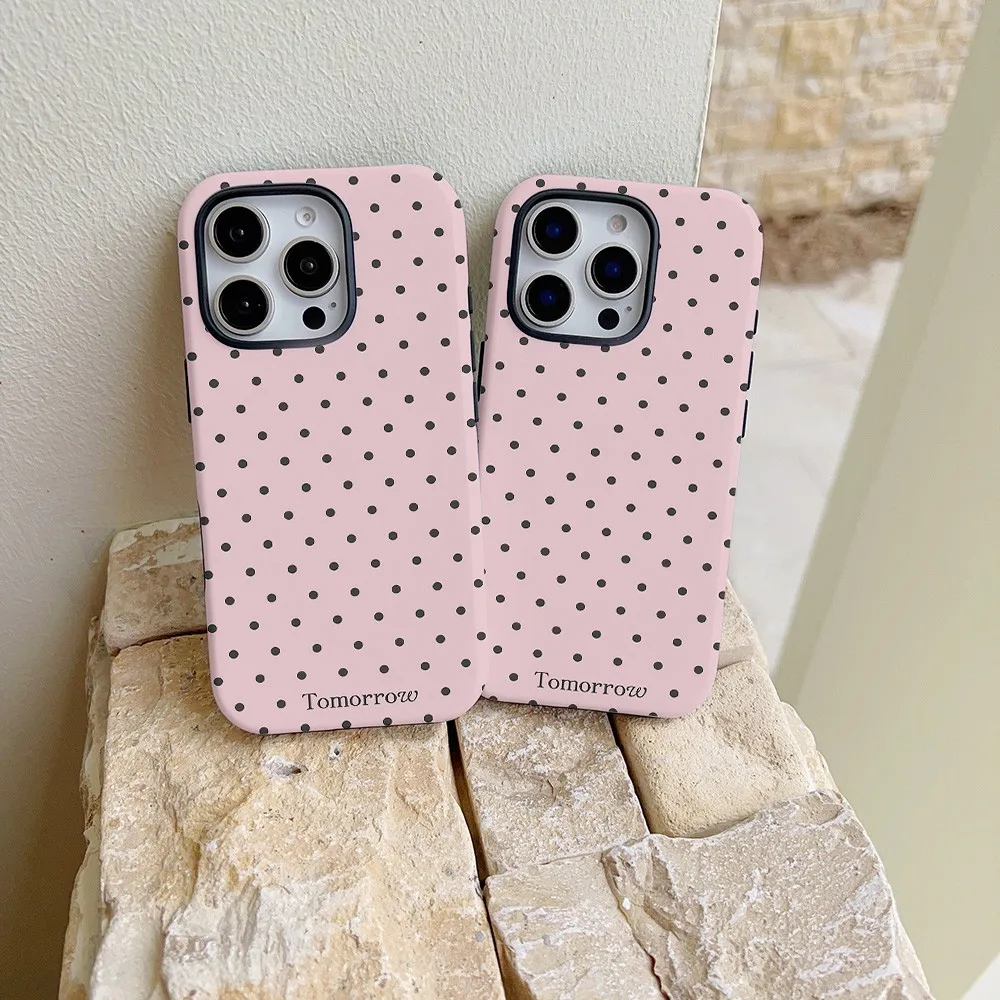 Soft Pink Fine Dot Texture Phone Case for Samsung Galaxy S22 S23 S24 S25 S26 FE Plus Ultra Edge 4G 5G Luxury Double-layer